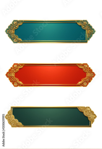Chinese style gold fan national trend three-dimensional gold border title frame text frame