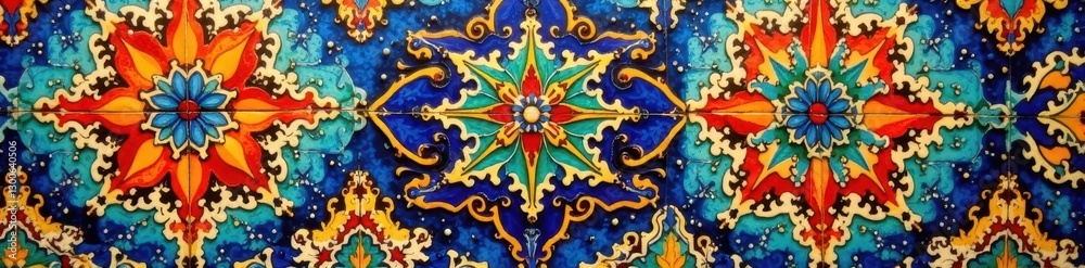 Obraz premium Vibrant Moroccan tile magnets, intricate patterns , magnet, blue, background