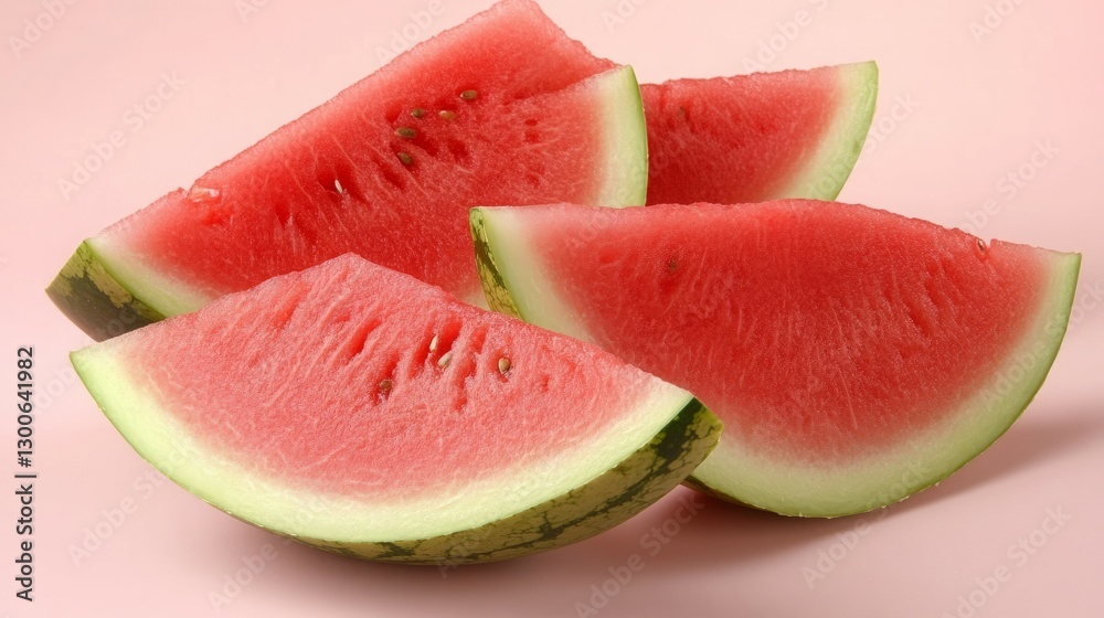 Juicy watermelon slices on a pink background. Refreshing summer treat! Juicy watermelon slices on a pink background. Refreshing summer treat!