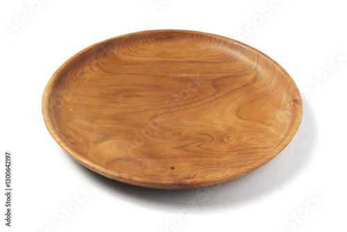 wooden plate isolated on white background