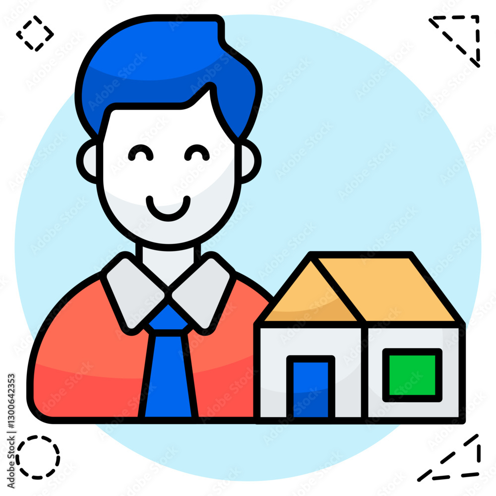 A flat design icon estate agent A flat design icon estate agent
