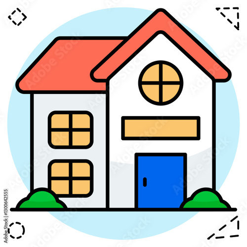 Editable design icon of bungalow