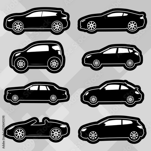 illustration Icons set silhouette side black color car