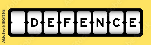 Black color in word defence on slot banner with yellow color background