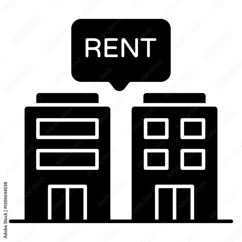 Editable design icon of building for rent Editable design icon of building for rent