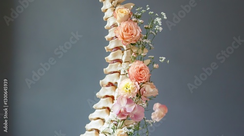 human spine with flowers