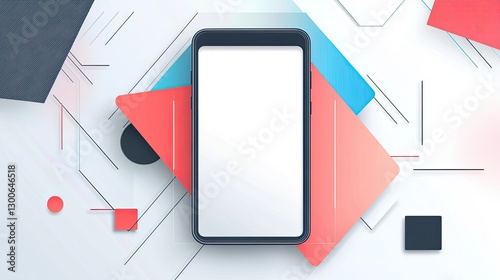 Modern digital flyer template for app promotion with geometric background and smartphone mockup