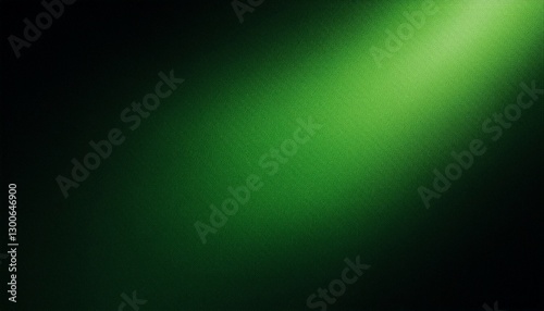 Dark green color gradient grainy background, illuminated spot on black, noise texture effect, wide banner size