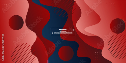 Red and blue geometric business banner design. Creative banner design with wave and circle shapes on colored background for template. Simple horizontal banner. Vector eps10