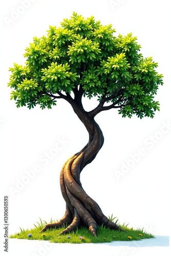 Tree with a unique or unusual shape, such as a crooked trunk or twisted branches, natural, nature