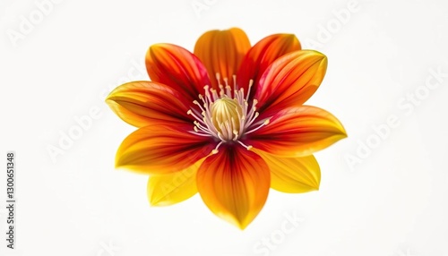 A single, vibrant bloom isolated on pure white, showcasing intricate details, bright, studio shot