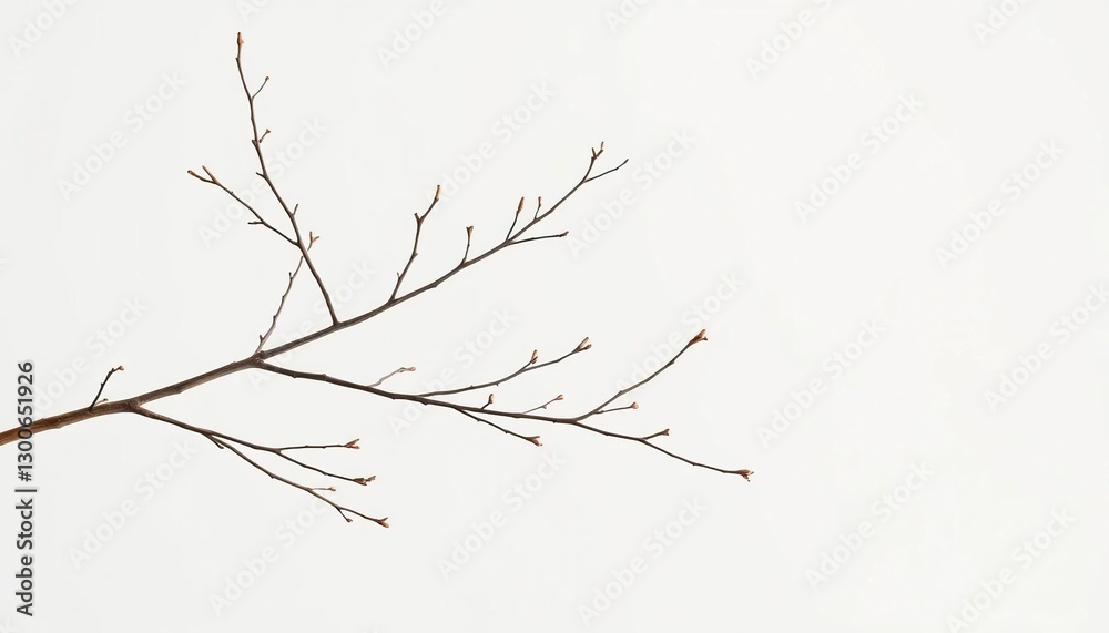 Delicate, bare branches isolated against a pure white backdrop, isolated, twigs Delicate, bare branches isolated against a pure white backdrop, isolated, twigs