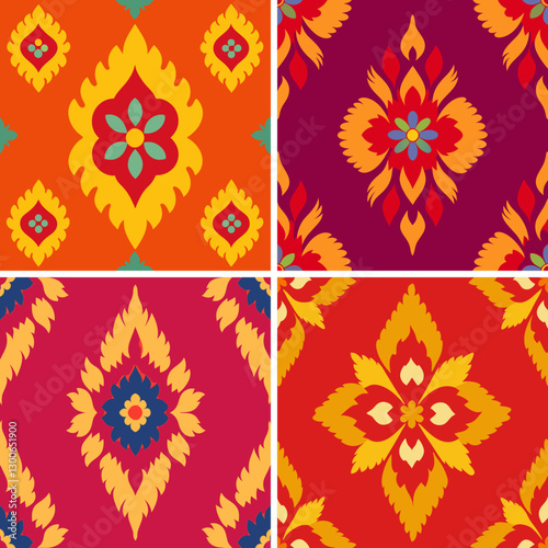 Flower Kat ethnic tribal seamless pattern flower seamless wallpaper Ethnic Kat abstract background art illustration for are