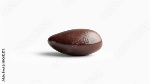 Obraz na płótnie Glossy chocolate-coated almond on a minimalistic background, highlighting its smooth texture and shape w salonie