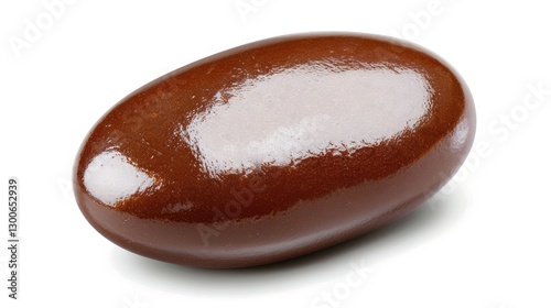 Obraz na płótnie Glossy brown stone with smooth surface, isolated on white background, suitable for natural product photography w salonie