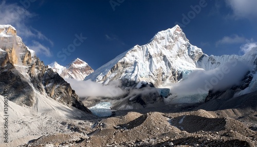 clouds fly off the top of mt lhotse 8501m khumbu region nepal