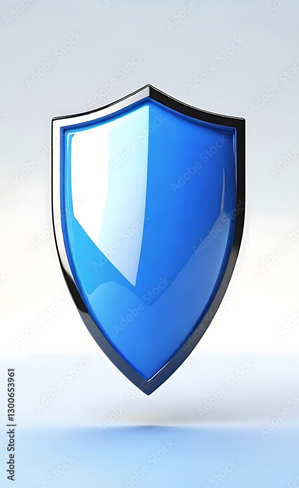 3D Blue Shield with Silver Accents 3D Blue Shield with Silver Accents
