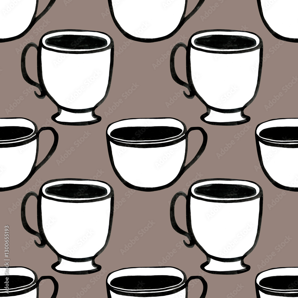 Obraz premium A beautifully stylized coffee cup pattern set against a neutral background, creating visual harmony