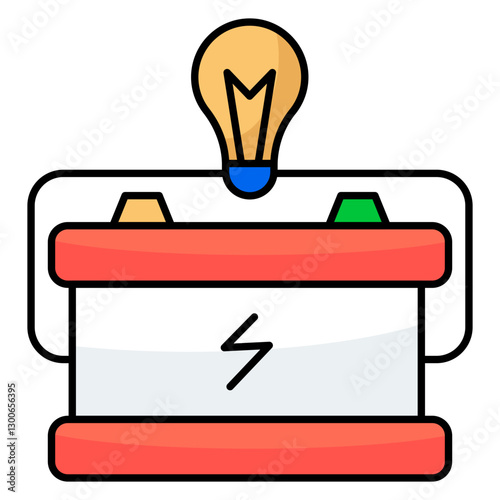 A flat design icon of car battery