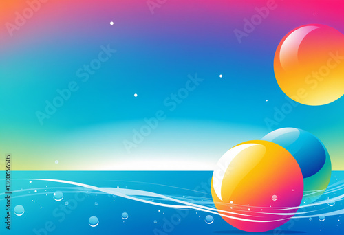floating colorful spheres o...