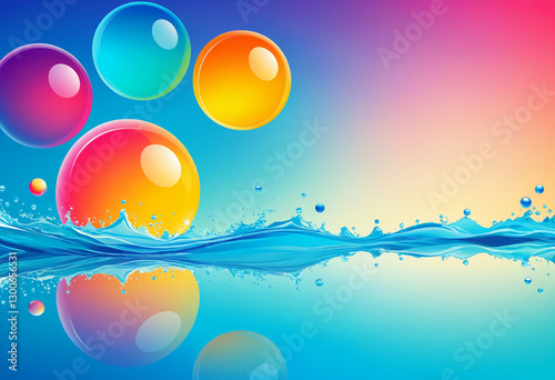 floating colorful spheres o...