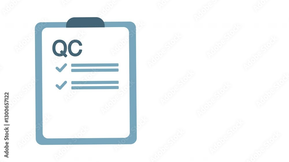QC paper list and check mark animation on 4K white background QC paper list and check mark animation on 4K white background