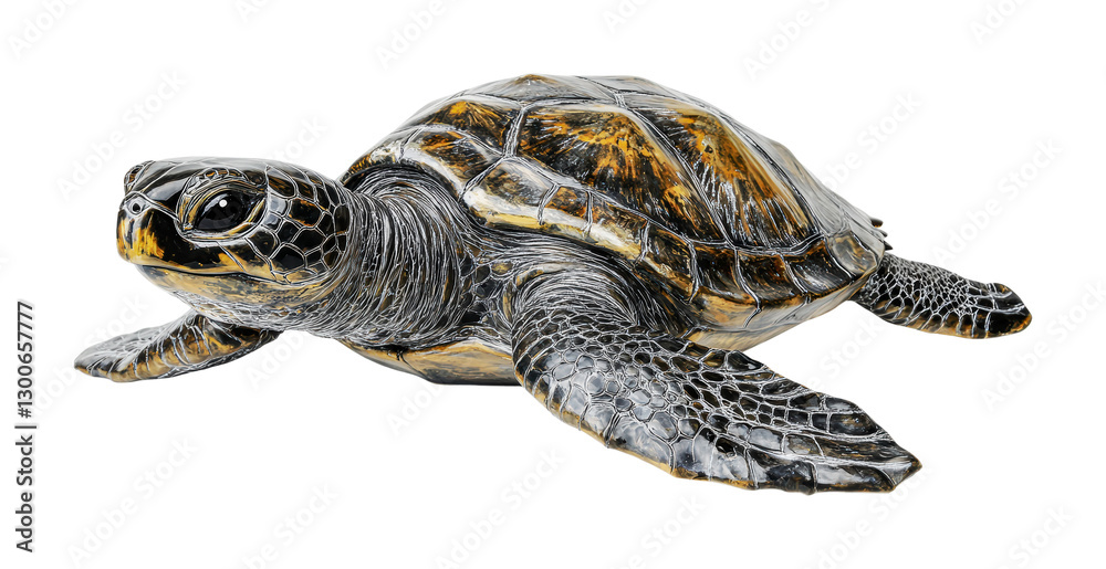 Fototapeta premium Realistic turtle sculpture designed for home decor, showcasing intricate details of a marine creature in a stylish presentation, cut out