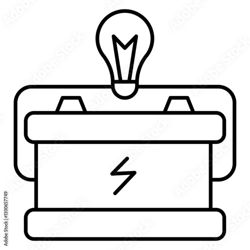 A flat design icon of car battery