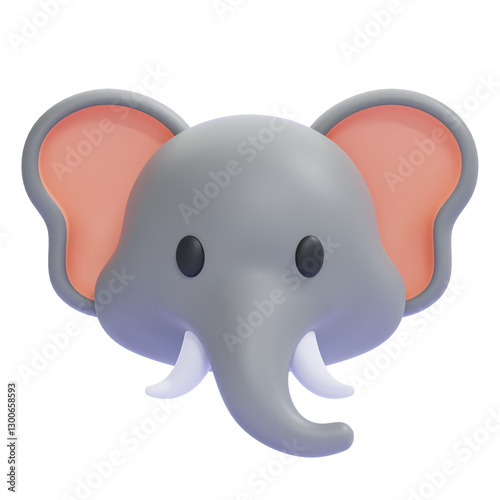 Photography PNG 3D elephant emoji icon isolated on a white background