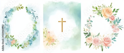Adorable watercolor templates for Baptism invitations.