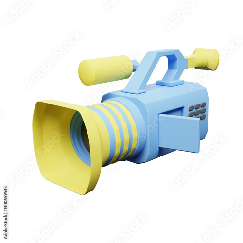 3d render of blue professional movie camera illustration