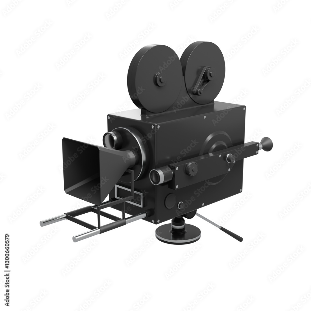 Naklejka premium Perspective 3d render old movie camera