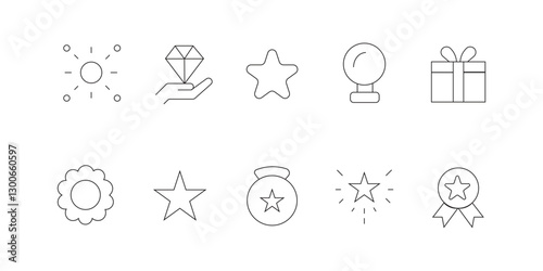 Shopping and E-Commerce web icons in line style. Online shopping, digital marketing, delivery, coupon, shop, discount, bank card, gifts, shop collection. Vector illustration