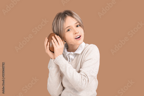 Cute little boy with chocol...
