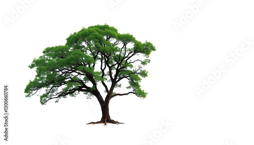 Single, majestic tree stands alone against a stark white backdrop, nature, view
