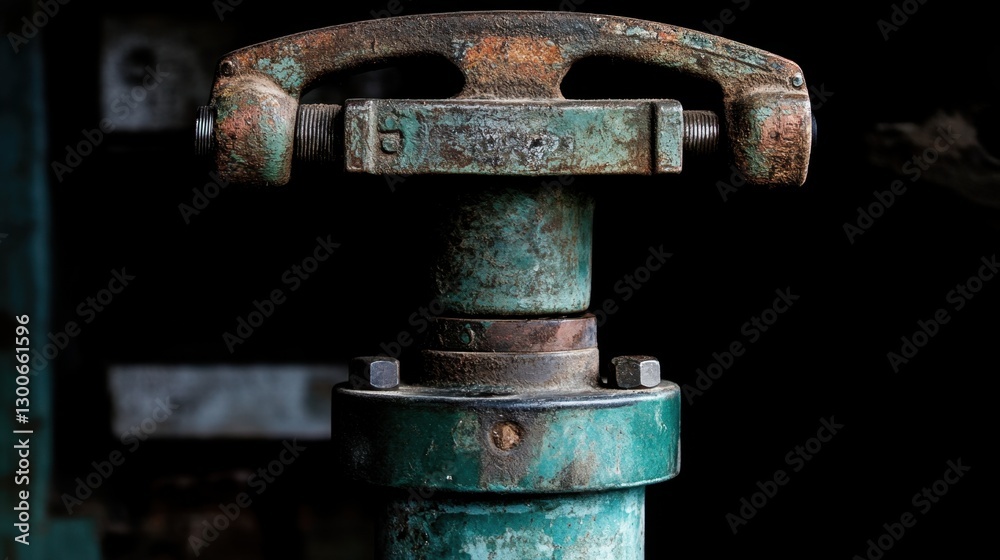 A close-up of a powerful hydraulic press crushing metal against a deep black background A close-up of a powerful hydraulic press crushing metal against a deep black background