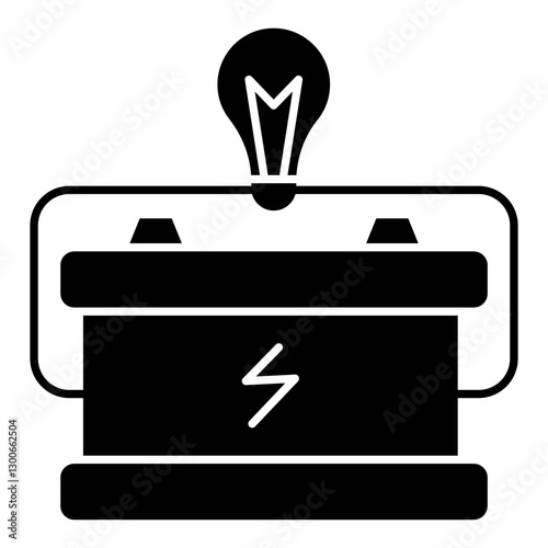 A flat design icon of car battery