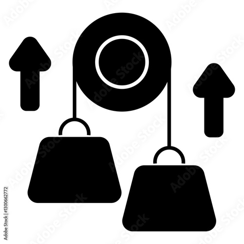 A flat design icon of pulley