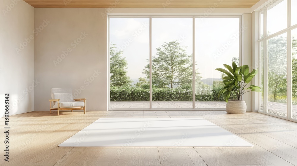 Fototapeta premium Comfortable workout space ideal for yoga and meditation.