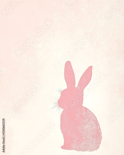 Solid pastel background with a bunny silhouette in the center,