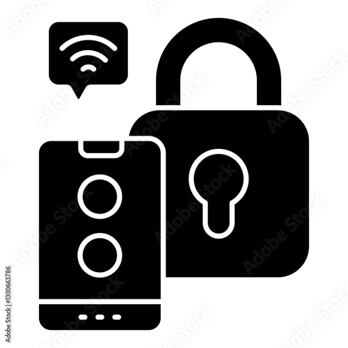 Conceptual flat design icon of mobile security