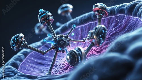 nanobots research utilize cutting-edge technology to explore and document a newly discovered virus genome, focusing on its structure and potential implications for medicine photo