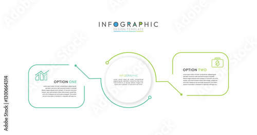 Thin line infographic template. Business concept with 2 options, step or process. Flat infographic design template. Modern vector illustration.