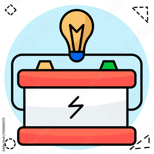 A flat design icon of car battery