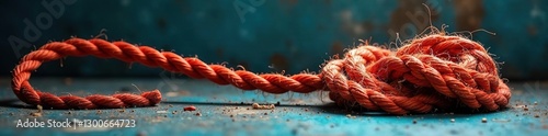 Tangled rope in a corner with an unattached end, loose, rope