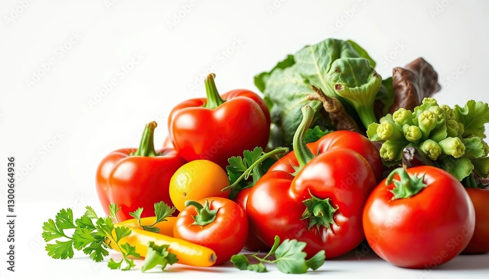 Vibrant, fresh vegetable against pure white backdrop, white background, stem Vibrant, fresh vegetable against pure white backdrop, white background, stem