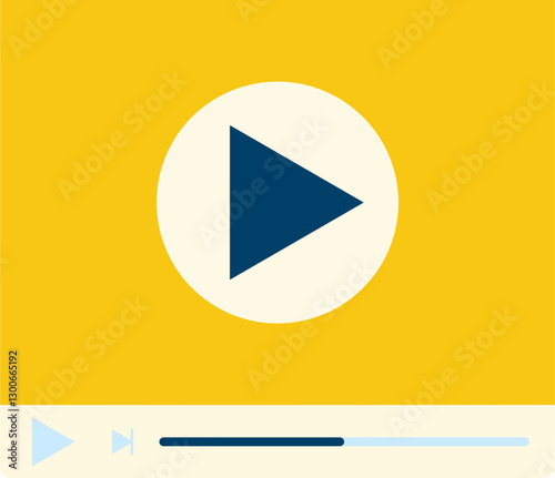 Video player interface for online movie and media streaming, vector design isolated on a white background for web and entertainment.