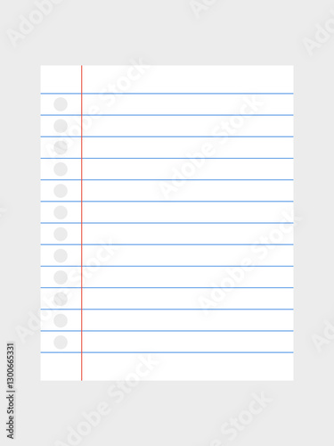 A notebook page with a margin, a square blank sheet or paper isolated, a blank white worksheet, a notebook with a margin, and back to school.