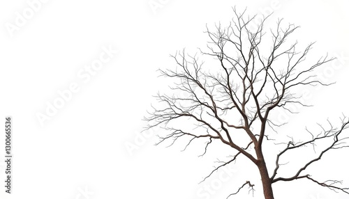 Wallpaper Mural A lone deciduous tree, branches reaching skyward, stark against a pure white backdrop, autumn, branches Torontodigital.ca