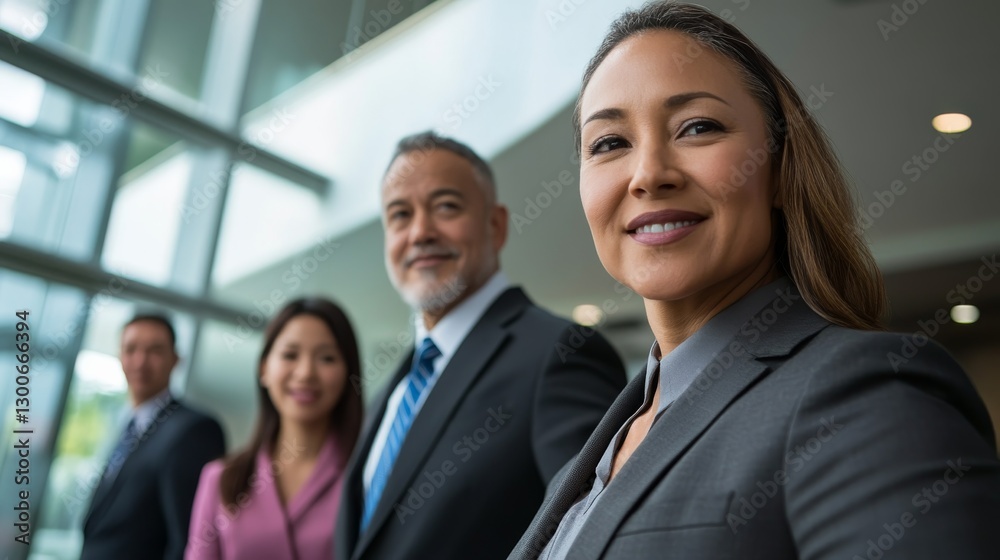 A group of Japanese professionals in business suits exudes confidence in a bright, modern office, showcasing teamwork and leadership A group of Japanese professionals in business suits exudes confidence in a bright, modern office, showcasing teamwork and leadership